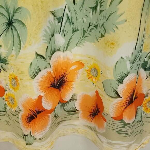 Vtg Wingo Hawaiian Button Front Shirt Men's Large Yellow Orange Hibiscus Floral - Picture 10 of 10